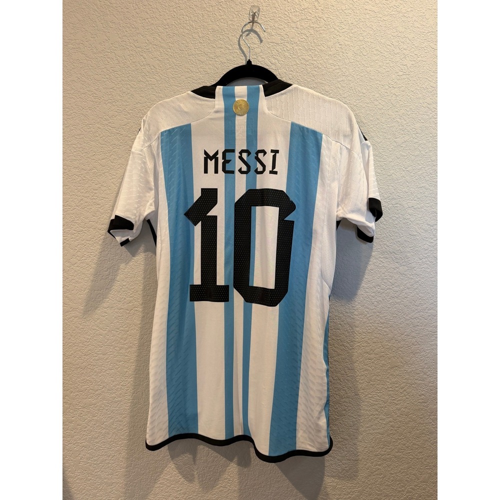 Adidas Mens Argentina Messi 10 World Cup Home Jersey Blue White M NWT - Picture 2 of 5